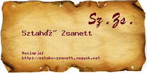 Sztahó Zsanett névjegykártya