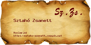 Sztahó Zsanett névjegykártya